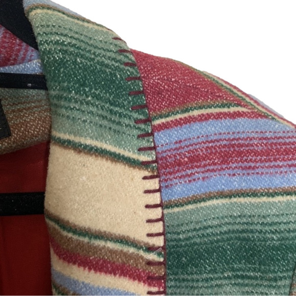 Vintage David Paul New York Southwestern Stripe Winter Wool Blend Blazer Jacket - Picture 4 of 12
